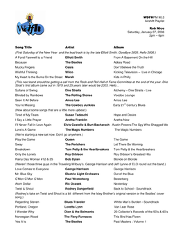 W DFHFM 90.3 Airshift Playlist Rob Nico Saturday, January 07, 2006