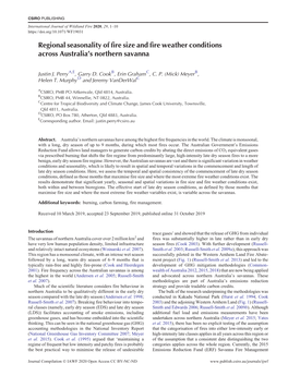 Regional Seasonality of Fire Size and Fire Weather Conditions Across Australia’S Northern Savanna