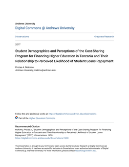 Student Demographics and Perceptions of the Cost-Sharing