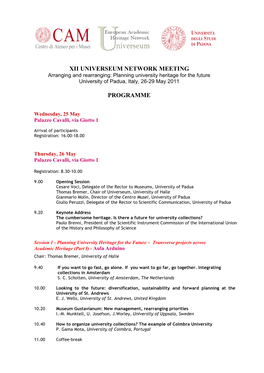 Xii Universeum Network Meeting Programme