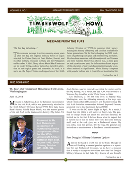 January 2019 HOWL, Vol 8.No1