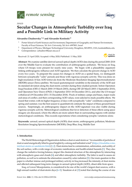 Secular Changes in Atmospheric Turbidity Over Iraq and a Possible Link to Military Activity