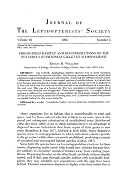 The Lepidopterists' Society