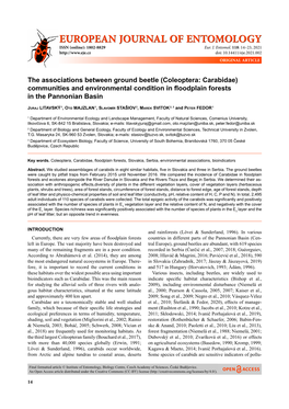 (Coleoptera: Carabidae) Communities and Environmental Condition in ﬂ Oodplain Forests in the Pannonian Basin