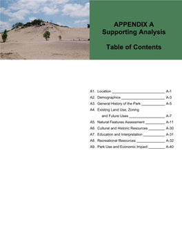 APPENDIX a Supporting Analysis Table of Contents