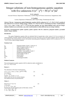 Integer Solutions of Non-Homogeneous Quintic Equation with Five Unknowns 4 (X4 –Y4) = 50 (Z2-W2)M3