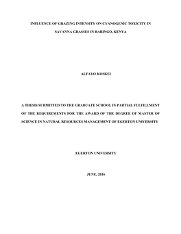 Influence of Grazing Intensity on Cyanogenic Toxicity In