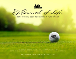 Sponsorship Opportunities 13Th Annual Golf Tournament Fundraiser