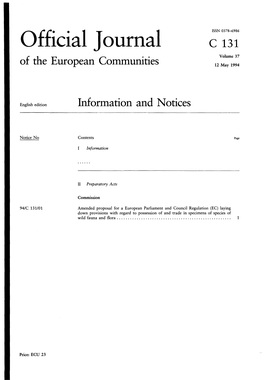 Official Journal C 131 Volume 37 of the European Communities 12 May 1994