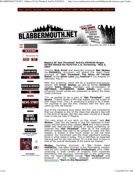 BLABBERMOUTH.NET - Makers of 'Get Thrashed' and Ex-EXODUS