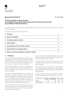 Message 2018-DIAF-25 25 Mars 2019 — Du Conseil D'etat Au