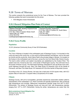 9.18 Town of Moreau This Section Presents the Jurisdictional Annex for the Town of Moreau