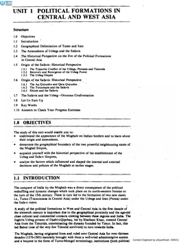 Unit 1 Political Formations in Central and West Asia