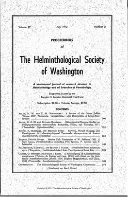 Proceedings of the Helminthological Society of Washington 39(2) 1972