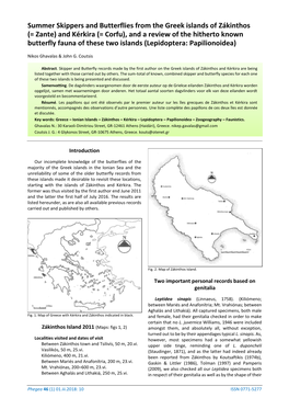 Corfu), and a Review of the Hitherto Known Butterfly Fauna of These Two Islands (Lepidoptera: Papilionoidea)