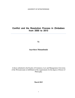 Conflict and the Resolution Process in Zimbabwe from 2000 to 2013