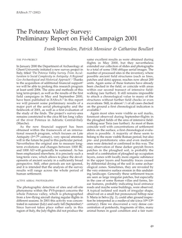 Preliminary Report on Field Campaign 2001