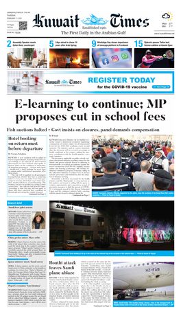 E-Learning to Continue; MP Proposes Cut in School Fees Fish Auctions Halted • Govt Insists on Closures, Panel Demands Compensation