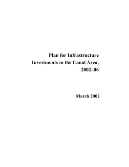 Plan for Infrastructure Investments in the Canal Area, 2002–06