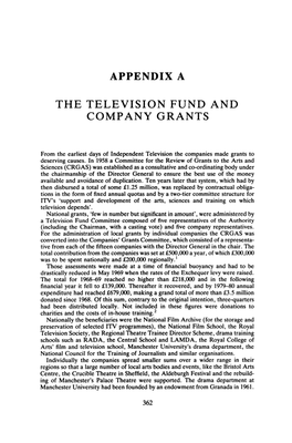 Appendix a the Television Fund and Company Grants