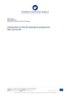 Introduction to the EU Telematics Programme MBTC-2010-03-005