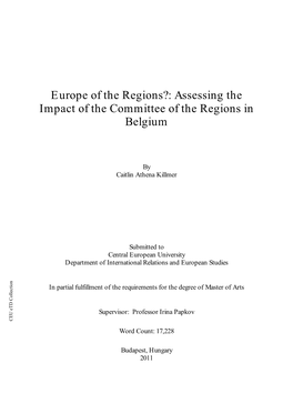 Assessing the Impact of the Committee of the Regions in Belgium