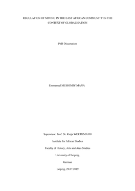 Regulation of Mining in the East African Community in the Context of Globalisation