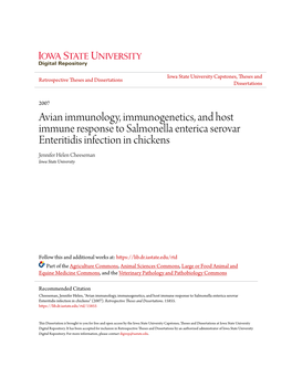 Avian Immunology, Immunogenetics, and Host Immune Response To