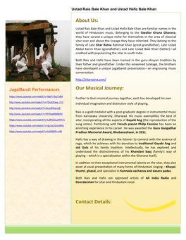 About Us: Our Musical Journey: Contact Details