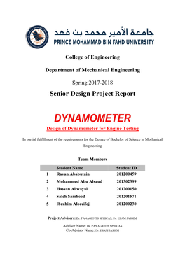 Design of Dynamometer for Engine Testing