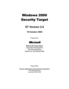 Windows 2000 Security Target
