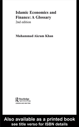 Islamic Economics and Finance: a Glossary, 2Nd Edition