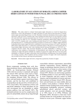 Laboratory Evaluation of Borate:Amine:Copper