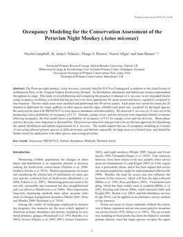 Forest Occupancy Modeling for Aotus Miconax