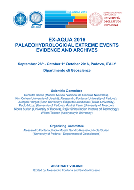 Ex-Aqua 2016 Palaeohydrological Extreme Events Evidence and Archives