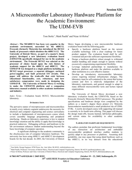 A Microcontroller Laboratory Hardware Platform for the Academic Environment: the UDM-EVB