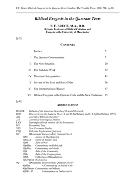 F.F. Bruce, Biblical Exegesis in the Qumran Texts. London: the Tyndale Press, 1960