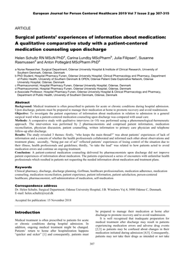 Surgical Patients' Experiences of Information