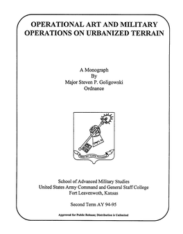 Operational Art and Mjlitary Operations on Urbanized Terrain