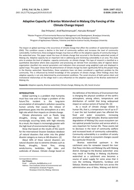 Adaptive Capacity of Brantas Watershed in Malang City Fancing of the Climate Change Impact