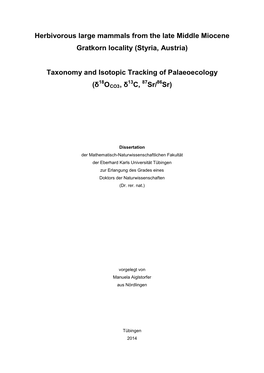 Herbivorous Large Mammals from the Late Middle Miocene Gratkorn Locality (Styria, Austria)
