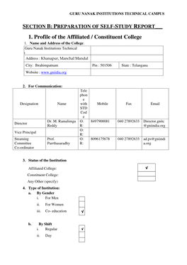 1. Profile of the Affiliated / Constituent College 1