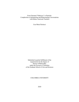 To Pastiche: Complexities in Interpreting and Representing Conversations with Italian American Teachers