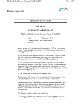 The East Suffolk Internal Drainage Board Order 2008 Page 1 of 14