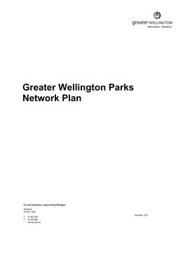 Greater Wellington Parks Network Plan