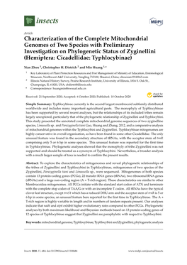 Characterization of the Complete Mitochondrial Genomes of Two Species with Preliminary Investigation on Phylogenetic Status of Z