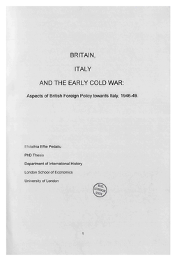 Britain Italy and the Early Cold War