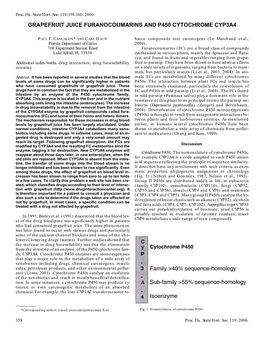 Grapefruit Juice Furanocoumarins and P450 Cytochrome Cyp3a4