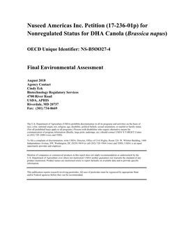 Nuseed DHA Canola Final EA