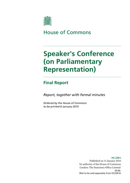 Speaker's Conference (On Parliamentary Representation)